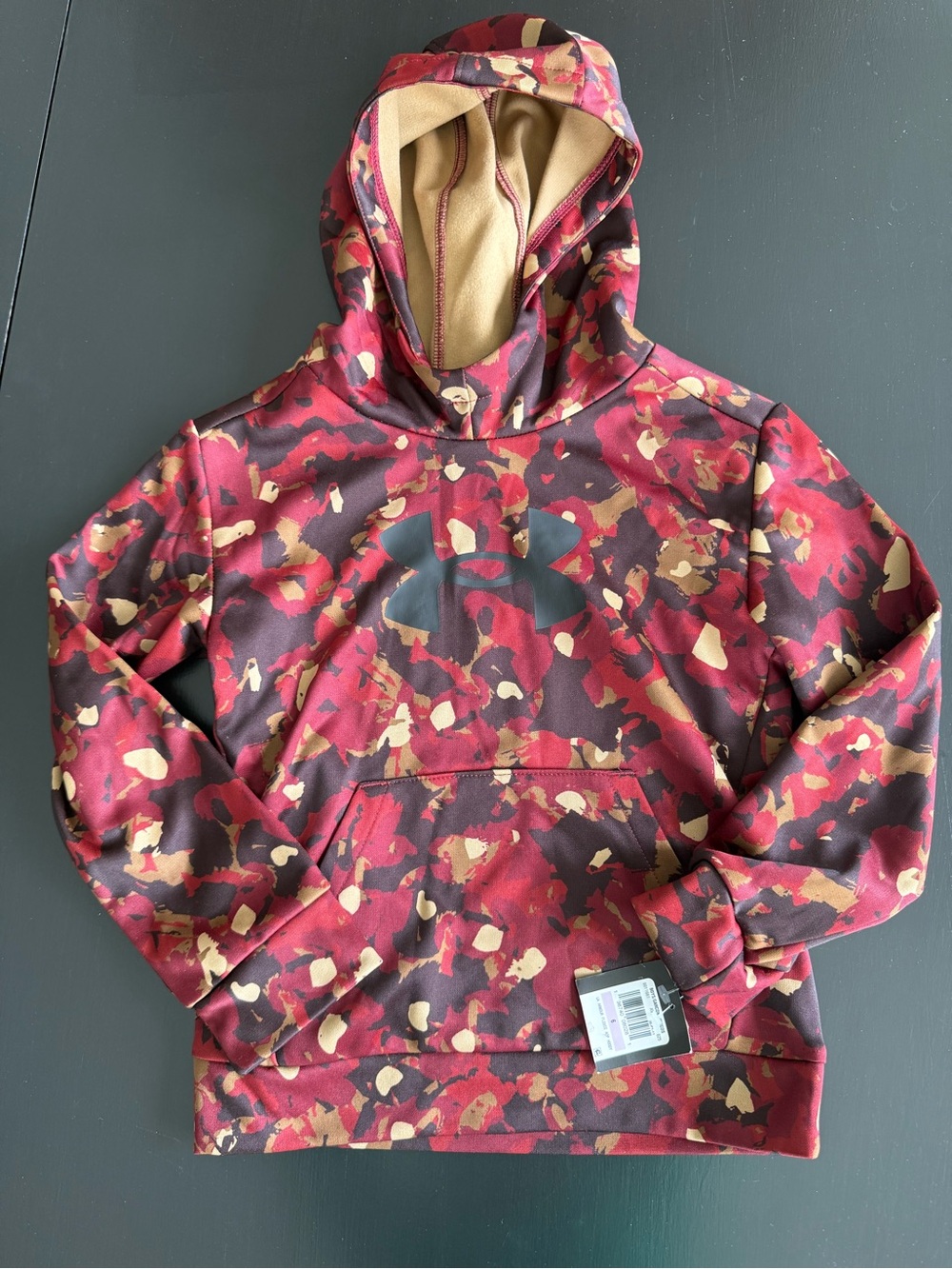 Under Armour Kids' Maroon & Tan Camo Pullover Hoodie